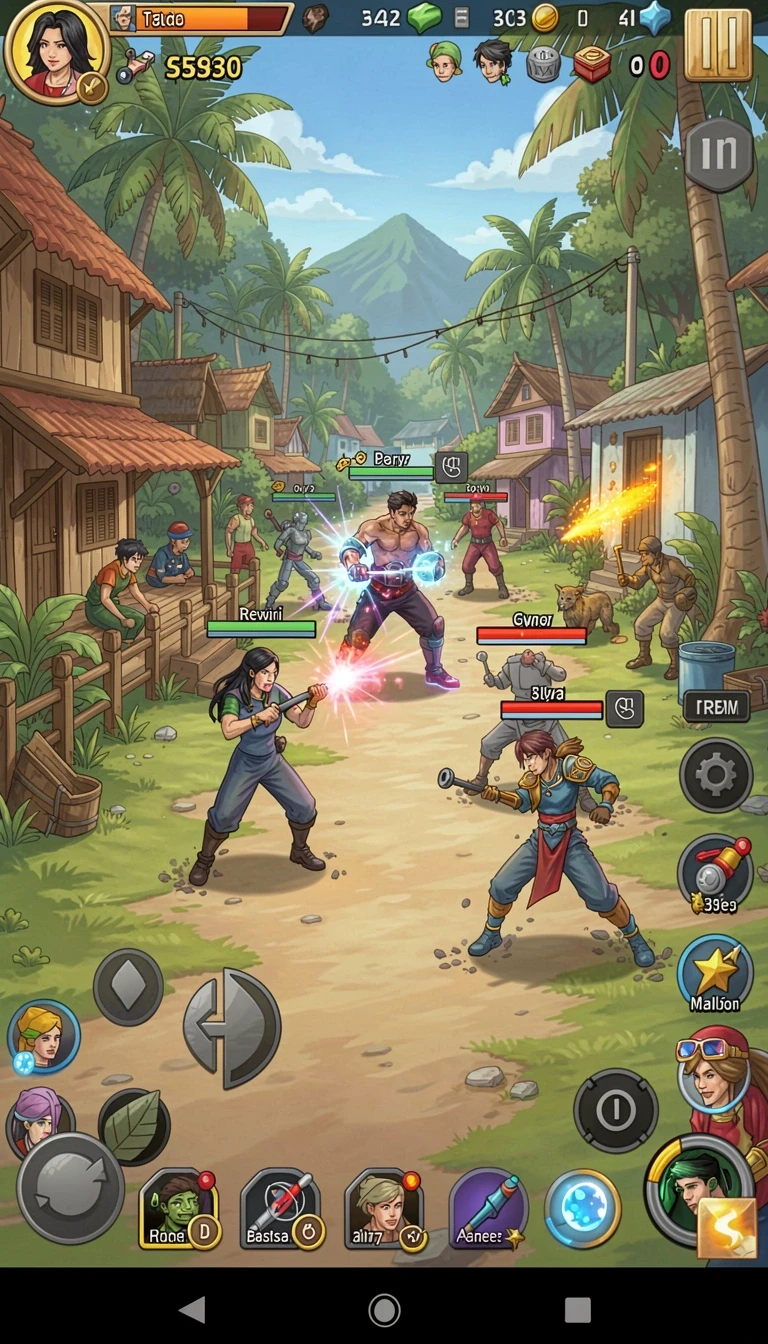 9zk - Screenshot menampilkan karakter utama dalam pertempuran epik.